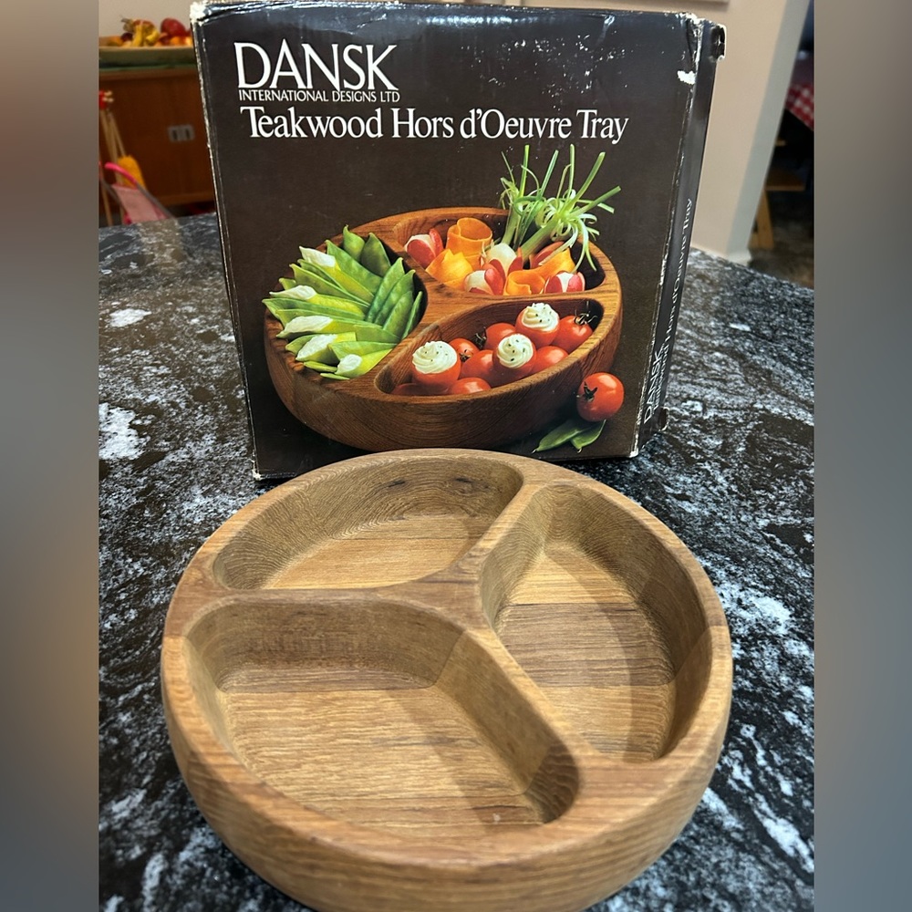 Vintage Dansk teak the section serving tray in original box